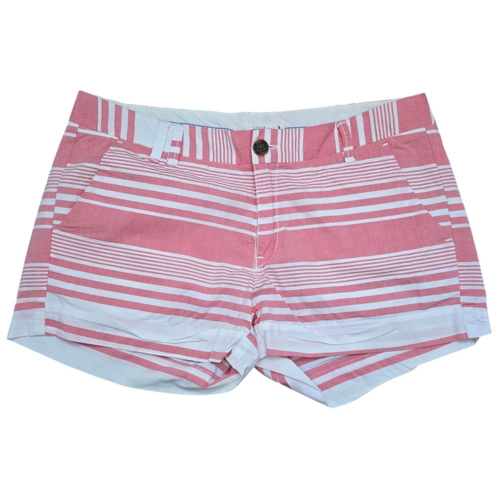 Pink Striped Chino Shorts Sz 8 Cotton Barbie Americana Coastal Nautical Preppy